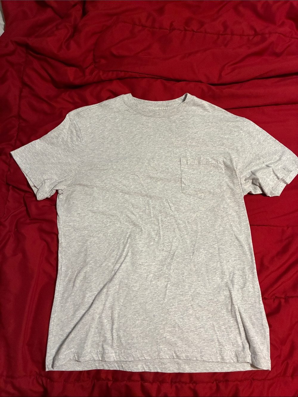 Croft & Barrow Light Gray Heather Pocket Crew Tee